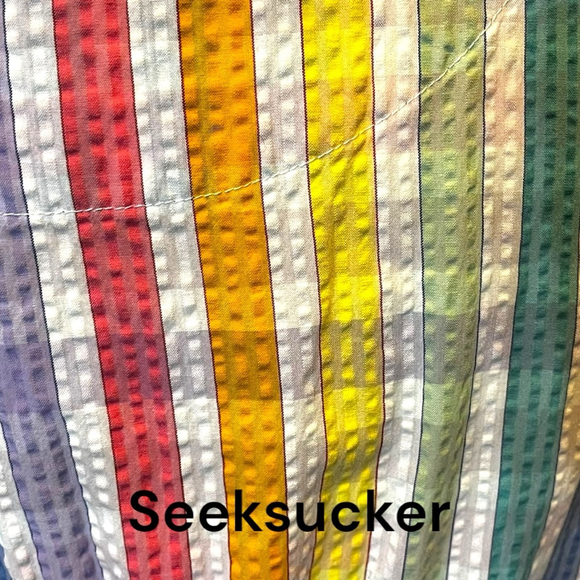 J.Crew Faux-wrap Midi Sundress, 12, Rainbow Gingham Seersucker Multi-colour - Picture 15 of 16